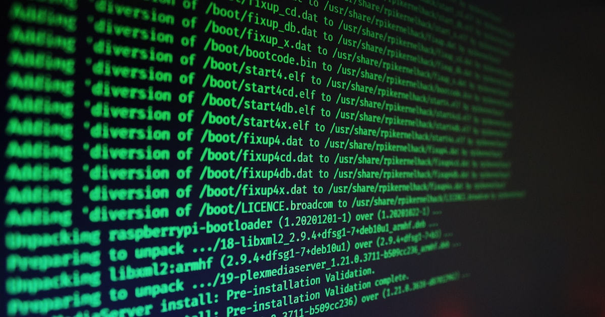 Green terminal text scrolling on a dark screen