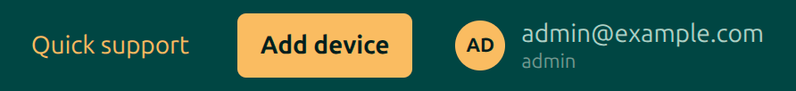 The Moorfox dashboard top bar with the Add device button highlighted at the right